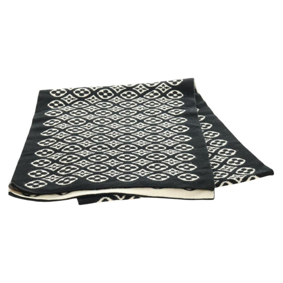 LOUIS VUITTON Echarpsky Scarf Cashmere Black White LV Auth 186209M