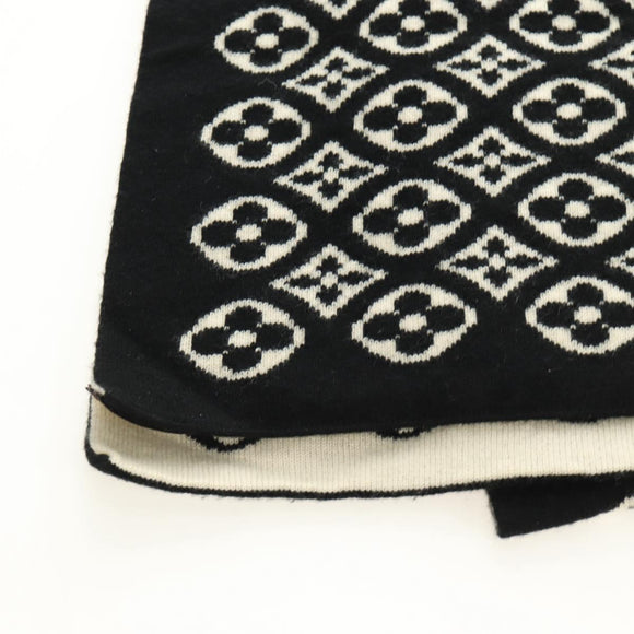 LOUIS VUITTON Echarpsky Scarf Cashmere Black White LV Auth 186209M