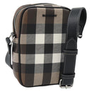 BURBERRY Nova Check Shoulder Bag PVC Brown Silver Auth 186210A-1