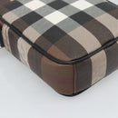 BURBERRY Nova Check Shoulder Bag PVC Brown Silver Auth 186210A-13