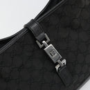 GUCCI GG Canvas Jackie Shoulder Bag Black Silver 00963 Auth 186211V-14