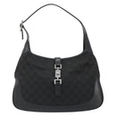 GUCCI GG Canvas Jackie Shoulder Bag Black Silver 00963 Auth 186211V-2
