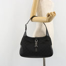 GUCCI GG Canvas Jackie Shoulder Bag Black Silver 00963 Auth 186211V-22