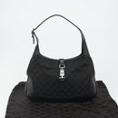 GUCCI GG Canvas Jackie Shoulder Bag Black Silver 00963 Auth 186211V-23