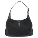 GUCCI GG Canvas Jackie Shoulder Bag Black Silver 00963 Auth 186211V-3