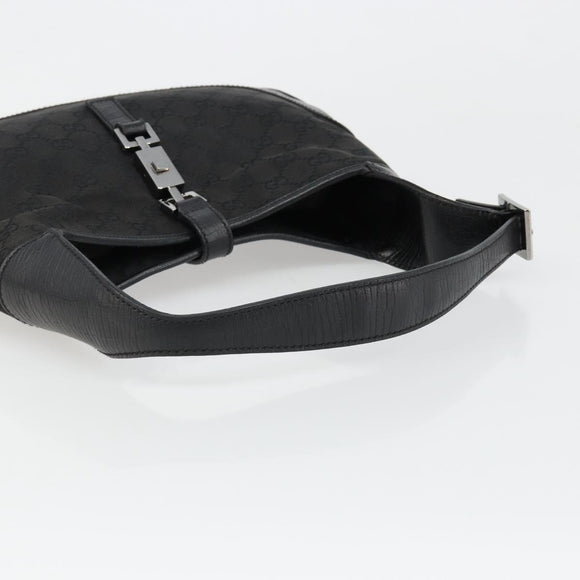 GUCCI GG Canvas Jackie Shoulder Bag Black Silver 00963 Auth 186211V