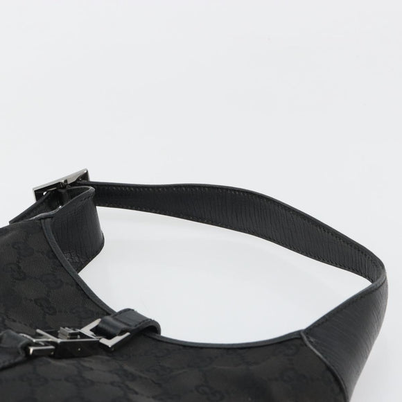 GUCCI GG Canvas Jackie Shoulder Bag Black Silver 00963 Auth 186211V
