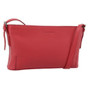 BURBERRY Shoulder Bag Leather Red Silver Auth 186215A-1