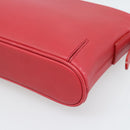 BURBERRY Shoulder Bag Leather Red Silver Auth 186215A-10