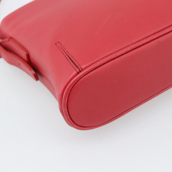 BURBERRY Shoulder Bag Leather Red Silver Auth 186215A