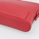 BURBERRY Shoulder Bag Leather Red Silver Auth 186215A-12