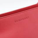 BURBERRY Shoulder Bag Leather Red Silver Auth 186215A-14
