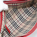 BURBERRY Shoulder Bag Leather Red Silver Auth 186215A-16