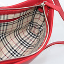 BURBERRY Shoulder Bag Leather Red Silver Auth 186215A-17