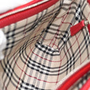 BURBERRY Shoulder Bag Leather Red Silver Auth 186215A-18