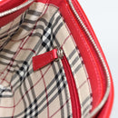 BURBERRY Shoulder Bag Leather Red Silver Auth 186215A-19