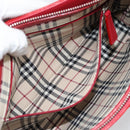 BURBERRY Shoulder Bag Leather Red Silver Auth 186215A-20