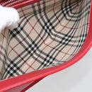 BURBERRY Shoulder Bag Leather Red Silver Auth 186215A-21