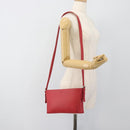 BURBERRY Shoulder Bag Leather Red Silver Auth 186215A-23