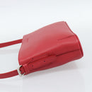 BURBERRY Shoulder Bag Leather Red Silver Auth 186215A-4