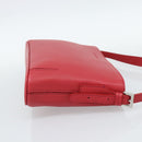 BURBERRY Shoulder Bag Leather Red Silver Auth 186215A-5