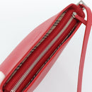 BURBERRY Shoulder Bag Leather Red Silver Auth 186215A-6