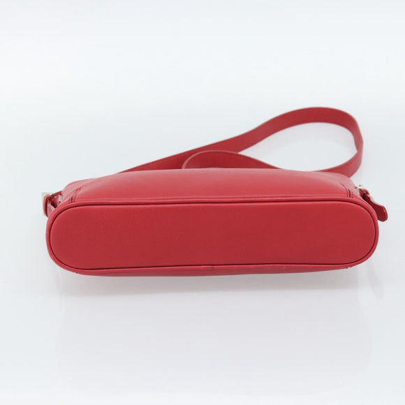 BURBERRY Shoulder Bag Leather Red Silver Auth 186215A