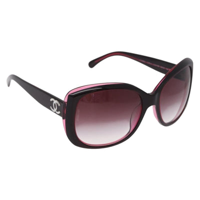 CHANEL COCO Mark Sunglasses plastic Red CC Auth 186219M
