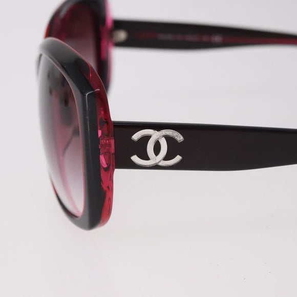 CHANEL COCO Mark Sunglasses plastic Red CC Auth 186219M