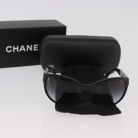 CHANEL Chain Sunglasses plastic Black CC Auth 186220M