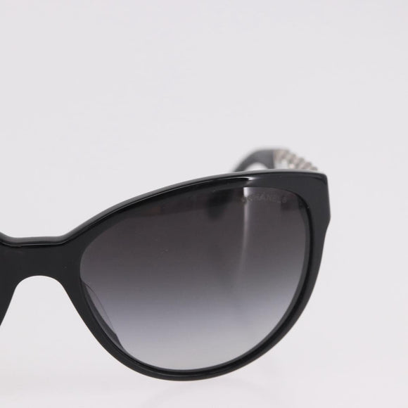 CHANEL Chain Sunglasses plastic Black CC Auth 186220M