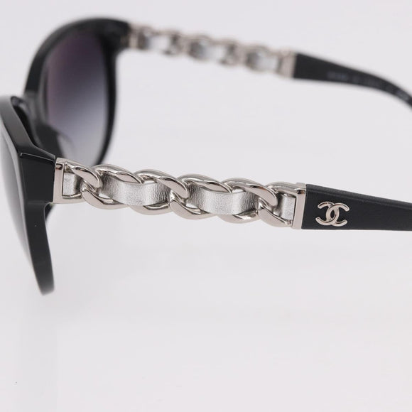 CHANEL Chain Sunglasses plastic Black CC Auth 186220M