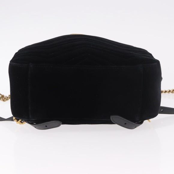 GUCCI GG Marmont Backpack Velor Black Gold 524568 Auth 186222SAM