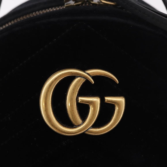 GUCCI GG Marmont Backpack Velor Black Gold 524568 Auth 186222SAM