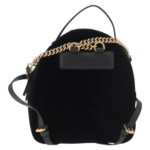 GUCCI GG Marmont Backpack Velor Black Gold 524568 Auth 186222SAM