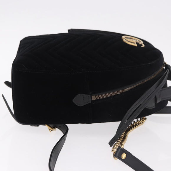 GUCCI GG Marmont Backpack Velor Black Gold 524568 Auth 186222SAM