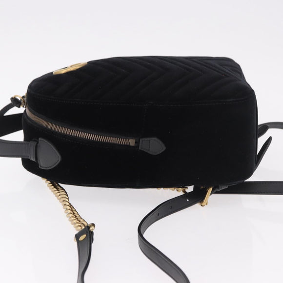GUCCI GG Marmont Backpack Velor Black Gold 524568 Auth 186222SAM