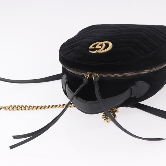 GUCCI GG Marmont Backpack Velor Black Gold 524568 Auth 186222SAM