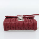 Miu Miu Matelasse Chain Shoulder Bag Leather Red Silver Auth 186223M-5