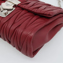 Miu Miu Matelasse Chain Shoulder Bag Leather Red Silver Auth 186223M-9