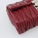 Miu Miu Matelasse Chain Shoulder Bag Leather Red Silver Auth 186223M-15