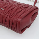 Miu Miu Matelasse Chain Shoulder Bag Leather Red Silver Auth 186223M-16