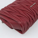 Miu Miu Matelasse Chain Shoulder Bag Leather Red Silver Auth 186223M-17
