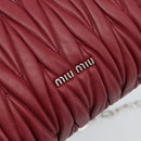 Miu Miu Matelasse Chain Shoulder Bag Leather Red Silver Auth 186223M-18