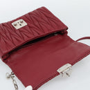 Miu Miu Matelasse Chain Shoulder Bag Leather Red Silver Auth 186223M-20
