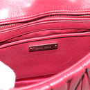 Miu Miu Matelasse Chain Shoulder Bag Leather Red Silver Auth 186223M-21