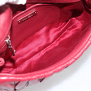 Miu Miu Matelasse Chain Shoulder Bag Leather Red Silver Auth 186223M-10