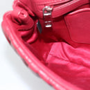 Miu Miu Matelasse Chain Shoulder Bag Leather Red Silver Auth 186223M-23