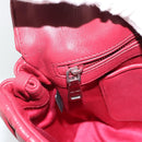 Miu Miu Matelasse Chain Shoulder Bag Leather Red Silver Auth 186223M-24