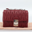 Miu Miu Matelasse Chain Shoulder Bag Leather Red Silver Auth 186223M-12